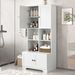 Tall And Wide Bathroom Floor Storage Cabinet, Bathroom Storage Unit, Freestanding Cabinet With 4 Doors, Adjustable Shelves, Open Multi-layer Shelves_maomaolike.com