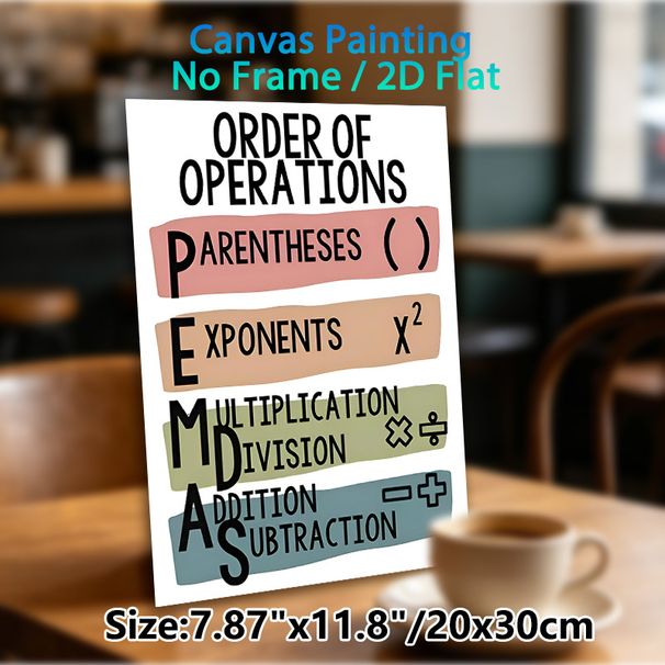 Order Of Operations Painting Poster, Soft-toned Typographic Educational Poster, Clear Math Operation Rule Reference For Study Spaces And Classrooms_maomaolike.com