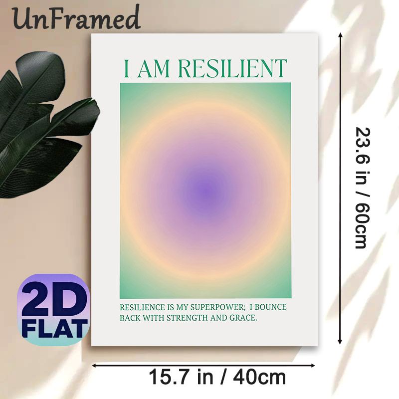 Resilience Affirmation Painting Poster, Soft Gradient Color Circular Poster, Inspirational Positive Statement To Boost Mental Wellness, Ideal For_maomaolike.com