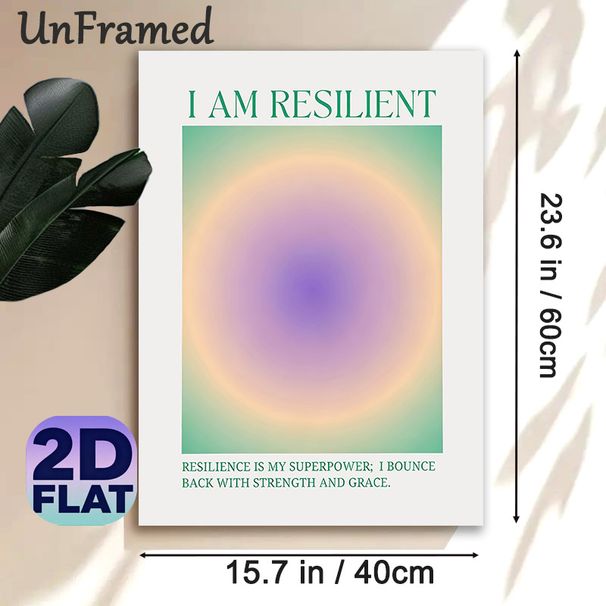 Resilience Affirmation Painting Poster, Soft Gradient Color Circular Poster, Inspirational Positive Statement To Boost Mental Wellness, Ideal For_maomaolike.com