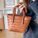 Vintage Woven Handbag, Small Tote Large Capacity, Simple Imitation Rattan Basket Bag, Korean-style Casual Straw Bag_maomaolike.com