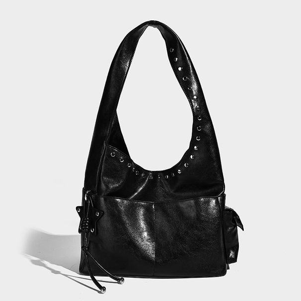 High-end Matte Leather Large Handbag For Women, 2026 New Vintage Studded Bucket Bag, Autumn And Winter Textured Handbag, Shoulder_maomaolike.com