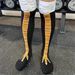 Women's Novelty Chicken Claw Socks - Moisture-Wicking Breathable, Black With Brown & White Stripes, Fun Cartoon Design For Gym & Casual Summer Wear_maomaolike.com