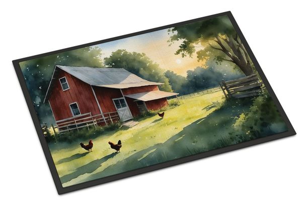 Chicken Coop At Dawn Doormat Front Door Mat Indoor Outdoor Rugs For Entryway, Non Slip Washable Low Pile, 24H X 36W_maomaolike.com