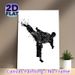 Martial Arts Kick Painting Poster, Ink-splatter Black Silhouette Poster, Dynamic Martial Arts Design, Ideal For Home Gym And Martial Arts Studio_maomaolike.com