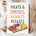 Meats & Cheeses Themed Painting Poster, Colorful Cartoon-style Charcuterie Platter Poster, Playful Food-themed Decor Ideal For Kitchen And Dining Room_maomaolike.com