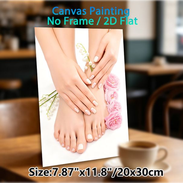 Manicure & Pedicure Themed Painting Poster, Elegant Floral Manicure & Pedicure Scene Poster, Gentle Aesthetic Decor Brings Tranquil Vibe For Beauty_maomaolike.com