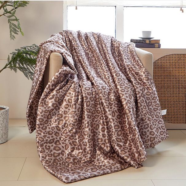 Leopard Print Satin Thin Blanket Single Air Conditioning Cover Blanket_maomaolike.com