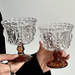 Brown Retro Crystal Ice Cream Cup Ins Style High Aesthetic Relief Dessert Cup Glass High Footed Cup Ice Cream Cup_maomaolike.com