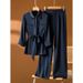 Women's Clothing silk suit women's new style casual fashion mulberry silk top pants two piece suit khaki_maomaolike.com