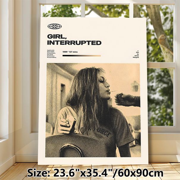 Girl, Interrupted Themed Painting Poster, Vintage Halftone Style Classic Film Scene Poster, Retro Movie Wall Decor Suitable For Living Room, Home_maomaolike.com