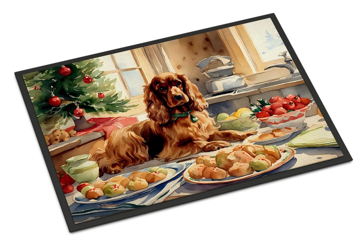 Cocker Spaniel Christmas Cookies Doormat Front Door Mat Indoor Outdoor Rugs For Entryway, Non Slip Washable Low Pile, 24H X 36W_maomaolike.com