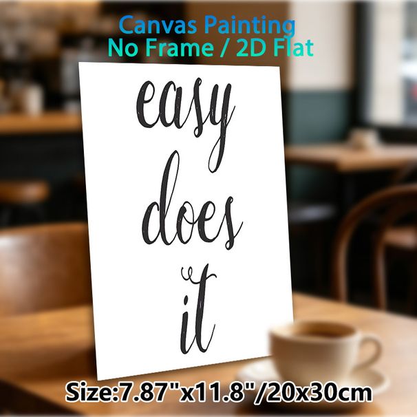 Easy Does It Inspirational Quote Painting Poster, Minimalist Handwritten Script Poster, Calming Motivational Wall Decor For Home Office, Living Room_maomaolike.com
