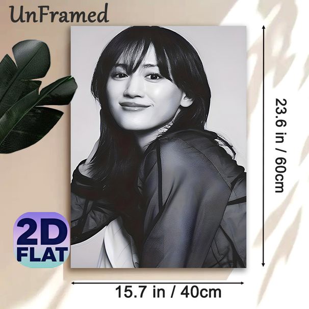Female Portrait Painting Poster, Monochrome Soft Realistic Portrait Poster, Elegant Understated Decor Suitable For Bedroom, Living Room_maomaolike.com