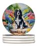 Cocker Spaniel Spring Path Large Sandstone Coasters Pack Of 4 Absorbent Round Coasters Decor Gifts For Men Or Women, 4 In, Multicolor_maomaolike.com