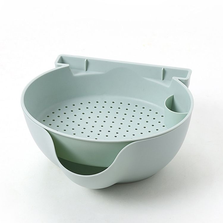 Kitchen Double Layer Fruit Bowl Washing Basket Lazy Bracket_maomaolike.com