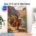 Native American Horseman & Horse Herd Painting Poster, Vintage Western Realistic Oil Painting Poster, Captivating Canyon Riverside Historical Scene_maomaolike.com
