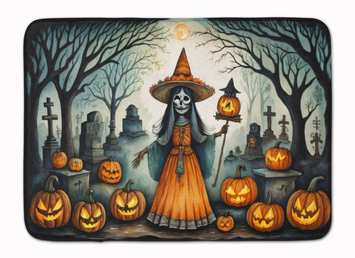 La Llorona Skeleton Spooky Halloween Memory Foam Kitchen Mat Machine Washable Anti-Fatigue Mat Cushion Comfort Bath Mat Or Kitchen Rug_maomaolike.com