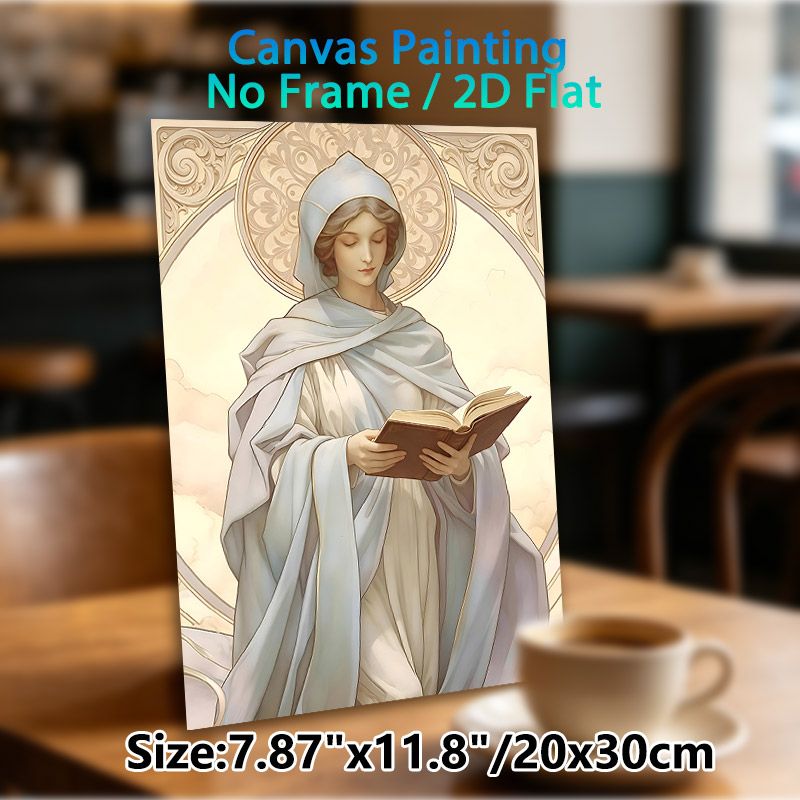 Religious Saint-like Female Painting Poster, Soft-toned Art Nouveau Style Poster, Serene Elegant Design Ideal For Home And Spiritual Space Decor_maomaolike.com