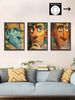 Triptych Of Ancient Egyptian Pharaohs, Ancient Egyptian Civilisation, Vibrant Cartoon Art, Gold, Turquoise And Burnt Orange_maomaolike.com
