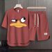Men's Clothing 2024 Waffle Casual Summer Suit Men's Loose Teen Short sleeved T shirt Shorts Handsome Two piece Suit_maomaolike.com