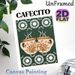 Cafecito Themed Painting Poster, Bohemian Vintage Style Illustrated Paired Clay Coffee Mugs With Floral Pattern Poster, Warm Coffee-inspired Decor_maomaolike.com