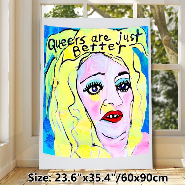 Stylized Portrait Painting Poster, Vibrant Bold Hand-painted Face Poster, Eye-catching Colorful Artistic Decor For Bedroom And Living Room Wall_maomaolike.com