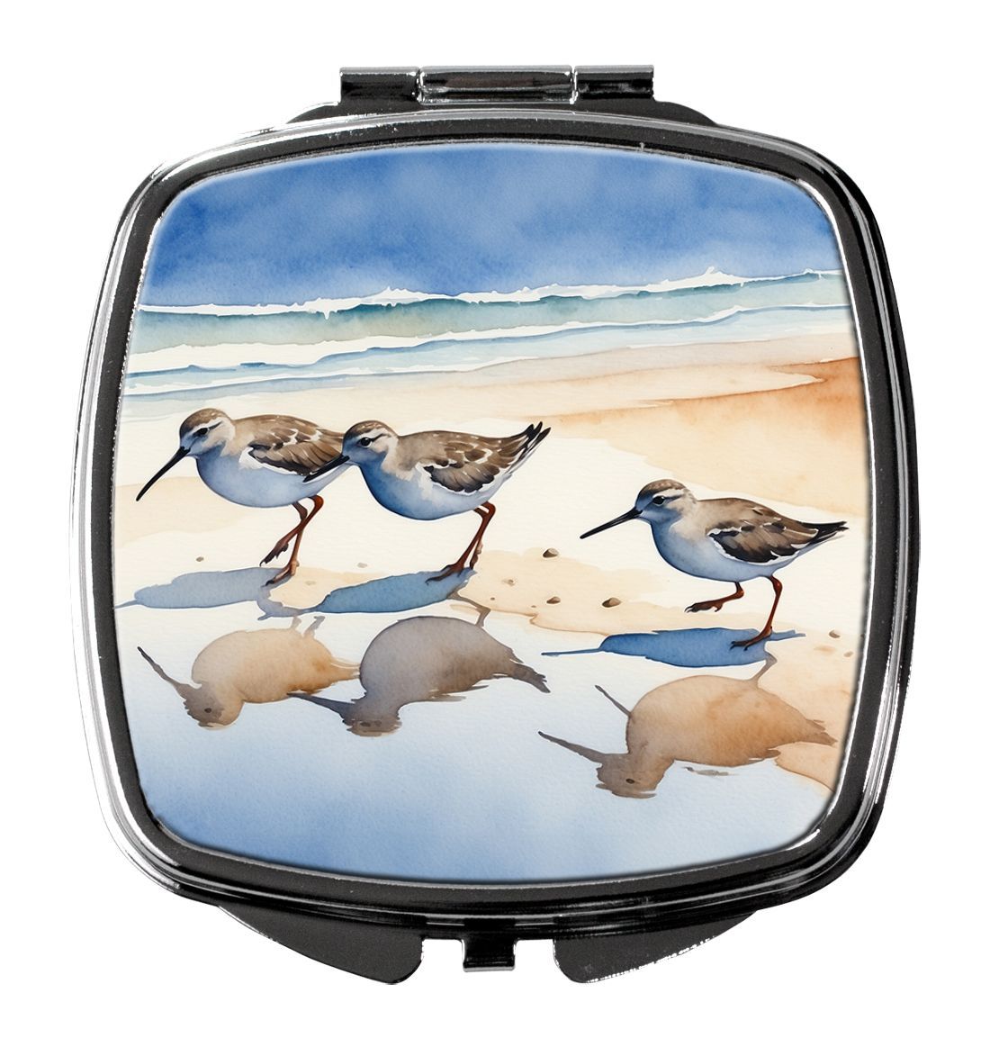 Sandpipers Compact Mirror Decorative Travel Makeup Mirror For Women Girls Gifts Pocket Makeup Mirror Folding Handheld_maomaolike.com
