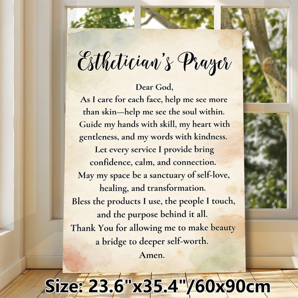 Esthetician's Prayer Painting Poster, Vintage Watercolor Text Art Poster, Inspirational Spiritual Message, Ideal Decor For Beauty Salon, Spa And_maomaolike.com