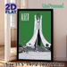 Alger Monument Painting Poster, Minimalist Graphic Style Landmark Poster With Bold Green Backdrop, Stylish Travel-inspired Decor Ideal For Living_maomaolike.com