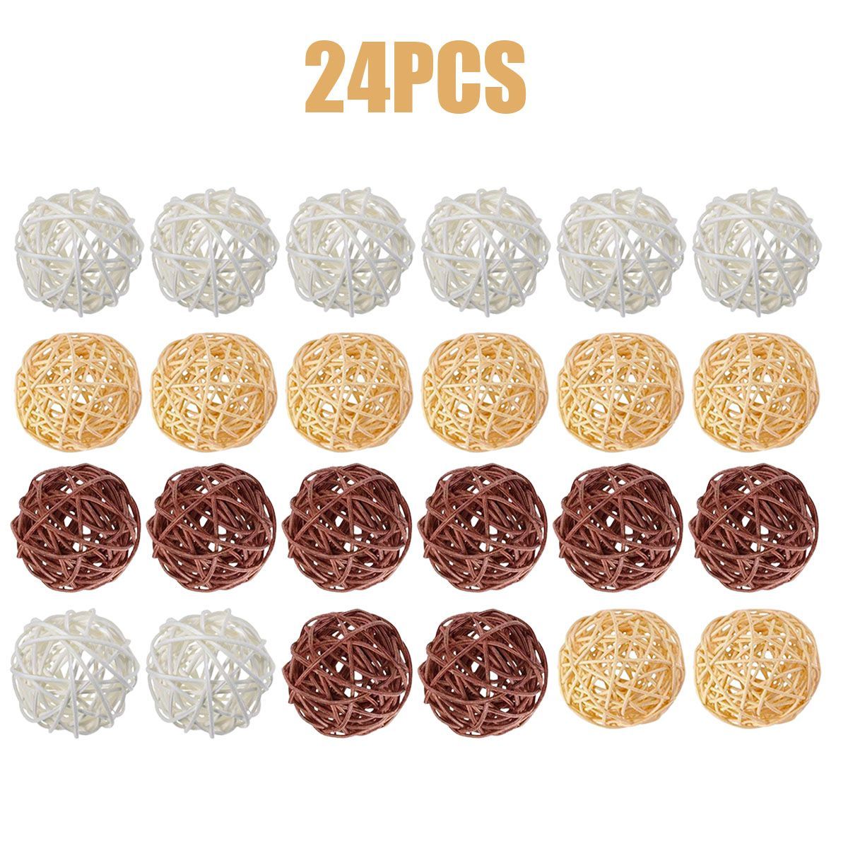 24Pcs Wicker Rattan Balls Decorative Balls 3 Colors Centerpiece Bowls For Home Wedding Party_maomaolike.com