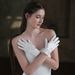 Unisex Wedding gloves White simple lace lace short bridal wedding dress dinner gloves_maomaolike.com