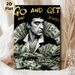 Money Motivational Scarface Painting Poster, Monochrome With Gold Accents Portrait Poster, Inspirational "Go And Get Yours" Decor, Ideal For Home_maomaolike.com