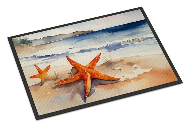 Starfish Doormat Front Door Mat Indoor Outdoor Rugs For Entryway, Non Slip Washable Low Pile, 24H X 36W_maomaolike.com