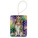 Sheltie King Of Mardi Gras Porcelain Ornament Christmas Tree Hanging Decorations For Home Christmas Holiday, Rectangle, Gift, Multicolor_maomaolike.com