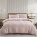 Fluffy Cut Flower Pink Vertical Striped Quilt Duvet Cover Bedding Three Piece Set_maomaolike.com