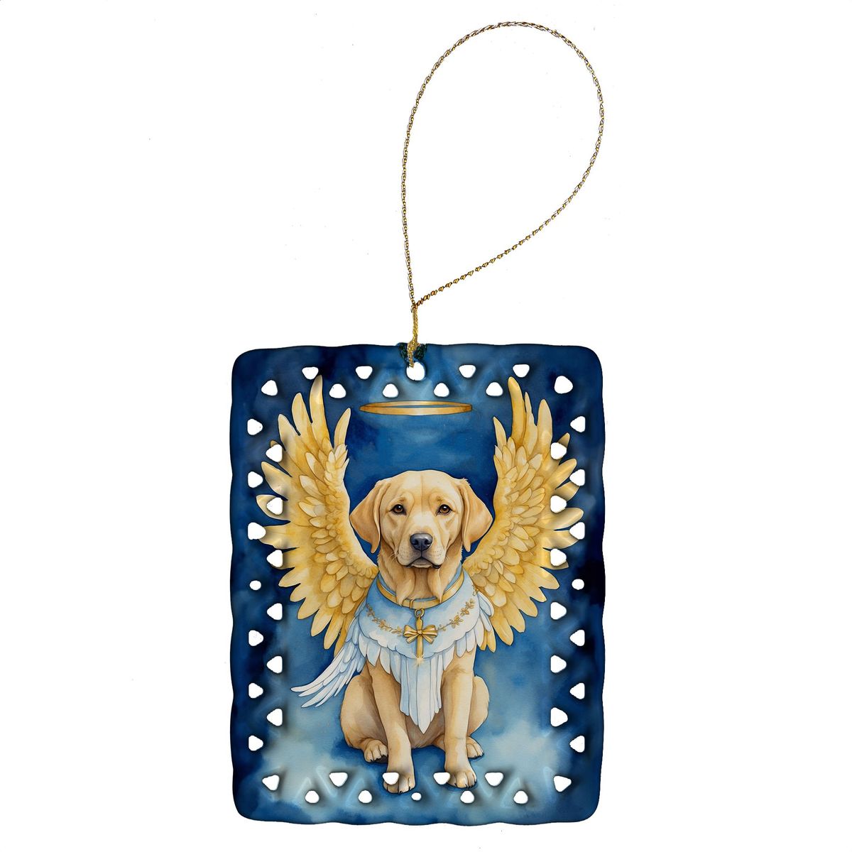 Yellow Chocolate Labrador Retriever My Angel Porcelain Ornament Christmas Tree Hanging Decorations For Home Christmas Holiday, Rectangle, Gift, Multicolor_maomaolike.com