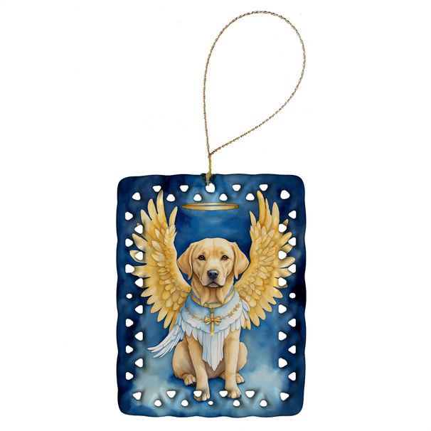 Yellow Chocolate Labrador Retriever My Angel Porcelain Ornament Christmas Tree Hanging Decorations For Home Christmas Holiday, Rectangle, Gift, Multicolor_maomaolike.com