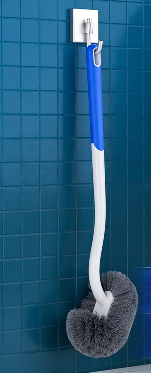 Long Handle No Dead Angle Cleaning Bathroom Wall-Mounted Toilet Brush_maomaolike.com