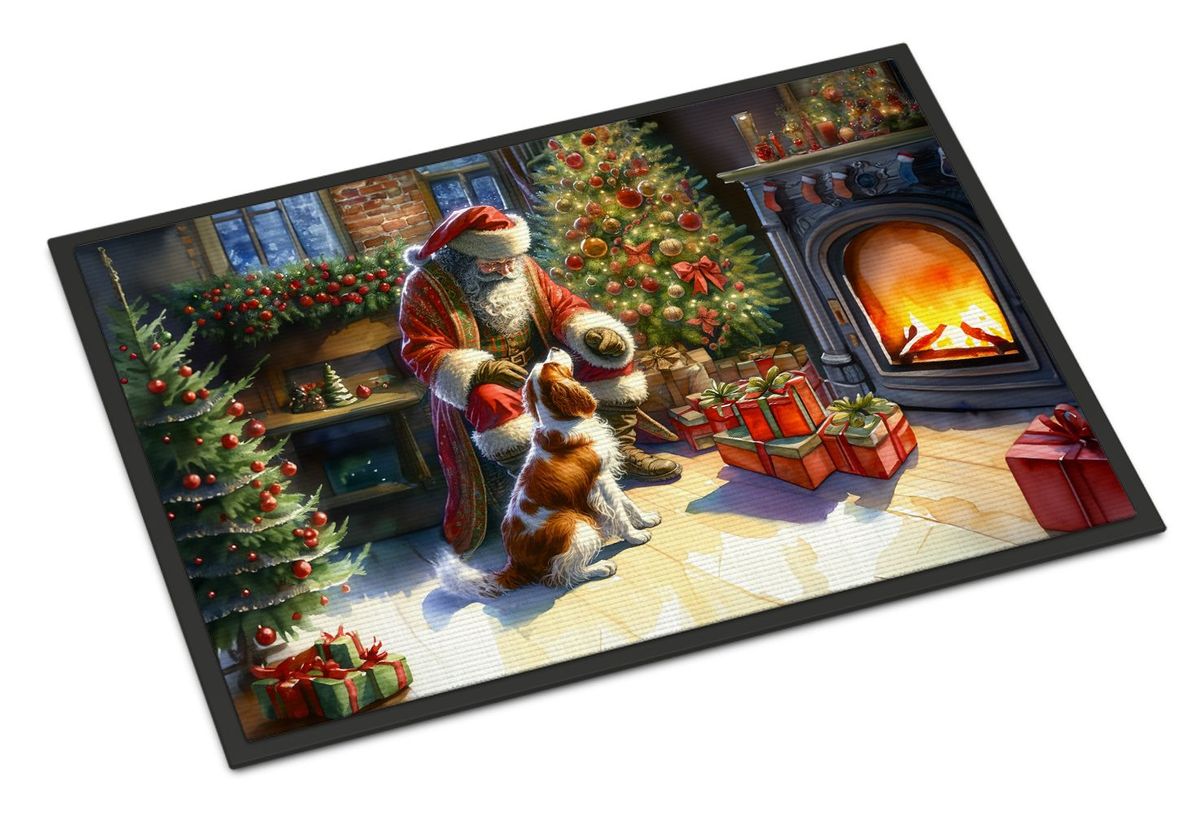 Brittany And Santa Claus Doormat Front Door Mat Indoor Outdoor Rugs For Entryway, Non Slip Washable Low Pile, 24H X 36W_maomaolike.com