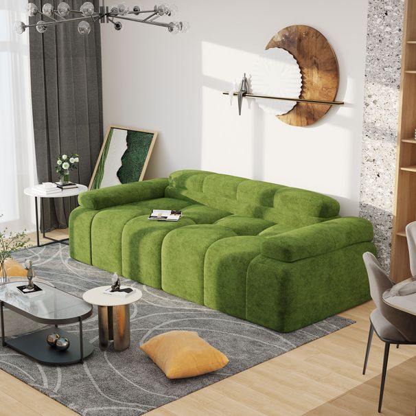 Modern Sofa Bed,Velvet Sleeper Couch,3 Seater Tufted Sofa,And Adjustable Backrests For Small Spaces, Living Room, Bedroom_maomaolike.com