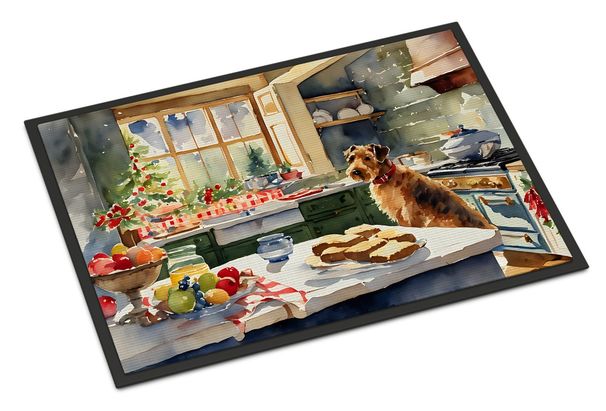 Airedale Terrier Christmas Cookies Doormat Front Door Mat Indoor Outdoor Rugs For Entryway, Non Slip Washable Low Pile, 24H X 36W_maomaolike.com