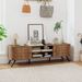 2-Door TV Stand For TVs Up To 65 Inch With Open Shelves Adjustable Foot Pads Cable Hole Is Designed_maomaolike.com