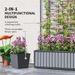 Wooden Raised Garden Bed With Trellis, Removable Pots-Gray_maomaolike.com