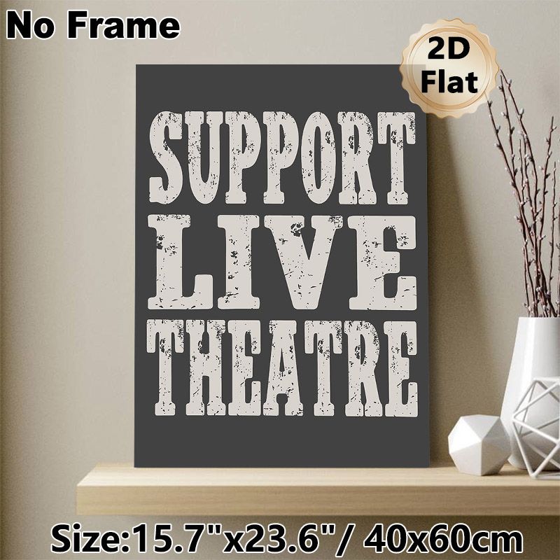 Support Live Theatre Painting Poster, Vintage Distressed Typography Poster, Bold Text Design Expressing Support For Live Performance, Ideal For_maomaolike.com