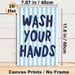 Hand Washing Reminder Painting Poster, Light Blue Vertical Striped Poster With Dark Blue Handwritten Text, Practical Hygiene Prompt Suitable For_maomaolike.com