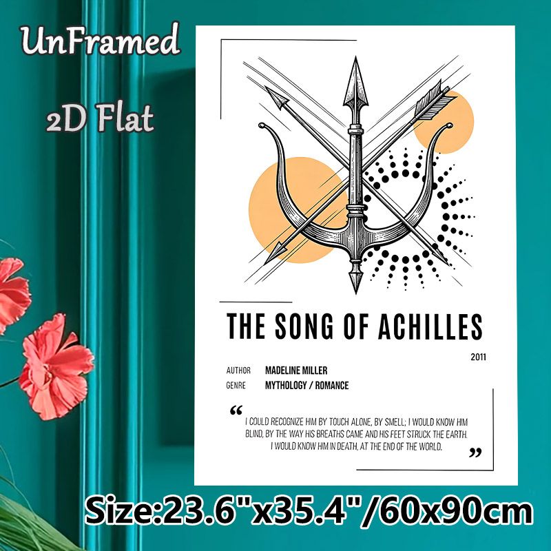 The Song Of Achilles Mythological Weapon Painting Poster, Minimalist Line Art Style Poster, Inspirational Literary Quote Design Ideal For Home Study_maomaolike.com
