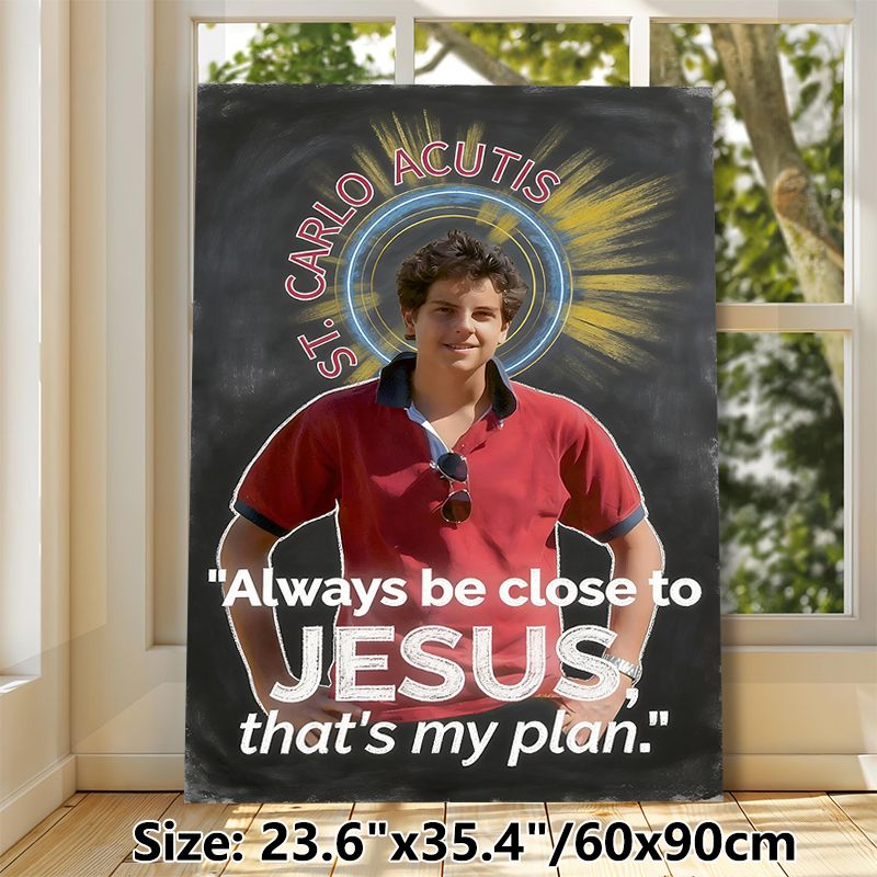 St. Carlo Acutis Religious Painting Poster, Chalkboard-style Portrait Poster, Inspirational Religious Quote Decor Ideal For Home, Prayer Room, Church_maomaolike.com