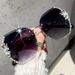 Unisex Fashion Round Diamond Studded Sunglasses Sun Protection Sunglasses Outdoor Rhinestone Glasses_maomaolike.com