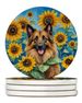 Belgian Tervuren In Sunflowers Large Sandstone Coasters Pack Of 4 Absorbent Round Coasters Decor Gifts For Men Or Women, 4 In, Multicolor_maomaolike.com